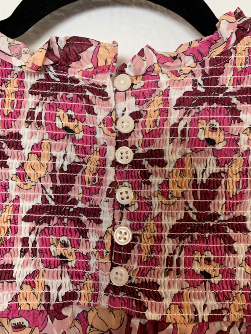 J. Crew Liberty Butterfield Poppy Cotton Blouse Medium Floral Smocked Pink - Picture 12 of 16